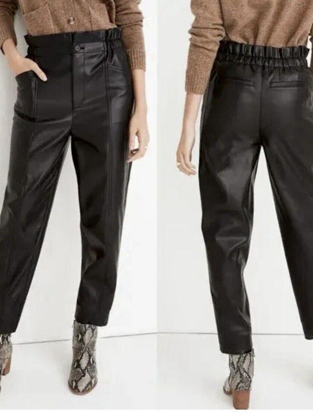 Madewell High-Waist Faux Leather Pants - Black